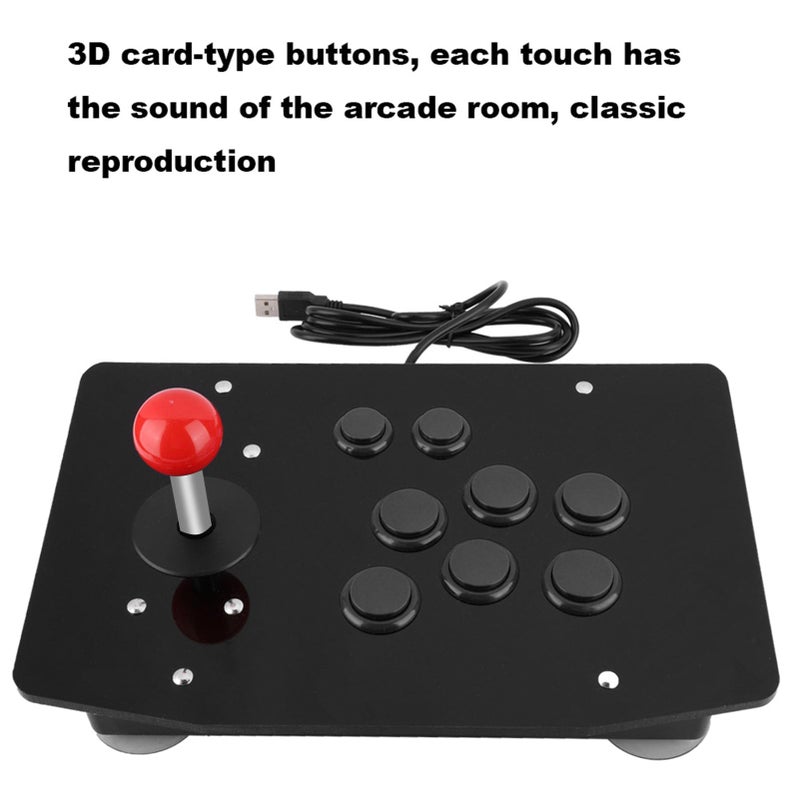 fosa Stick Joystick Game Controller, USB Rocker Controller With Fixed Large Suction Cup, 3D Card type Buttons Classic Controller Board Stick Joystick - Image 4
